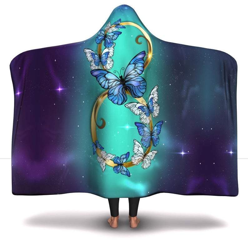 ViticStore™ Morpho Butterfly All Over Printed Hooded Blanket For Women and Butterfly, Insect Lovers