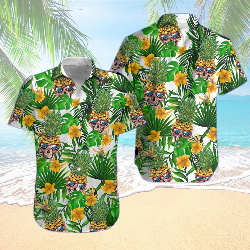 Skull Pineapple Tropical Hawaii Shirt Ha98009