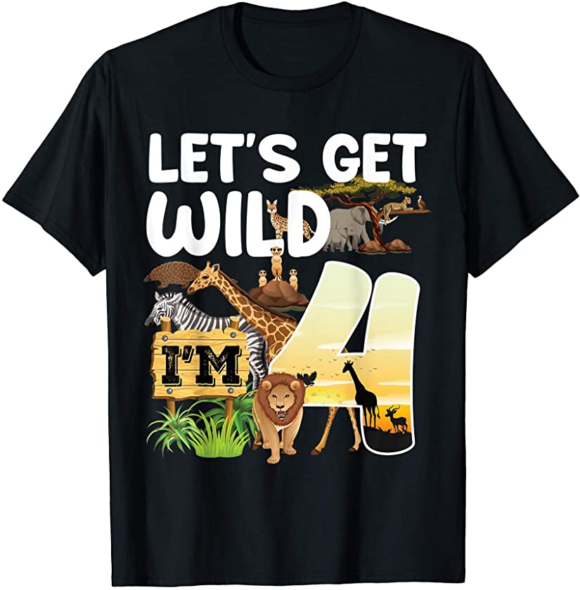 4 Year Old Zoo Birthday Safari Jungle Animal 4th B-day T-Shirt