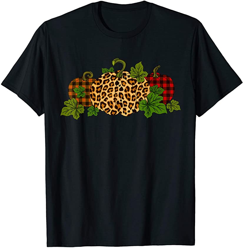 Three Leopard Pumpkin Halloween Costume Thanksgiving Fall T-Shirt