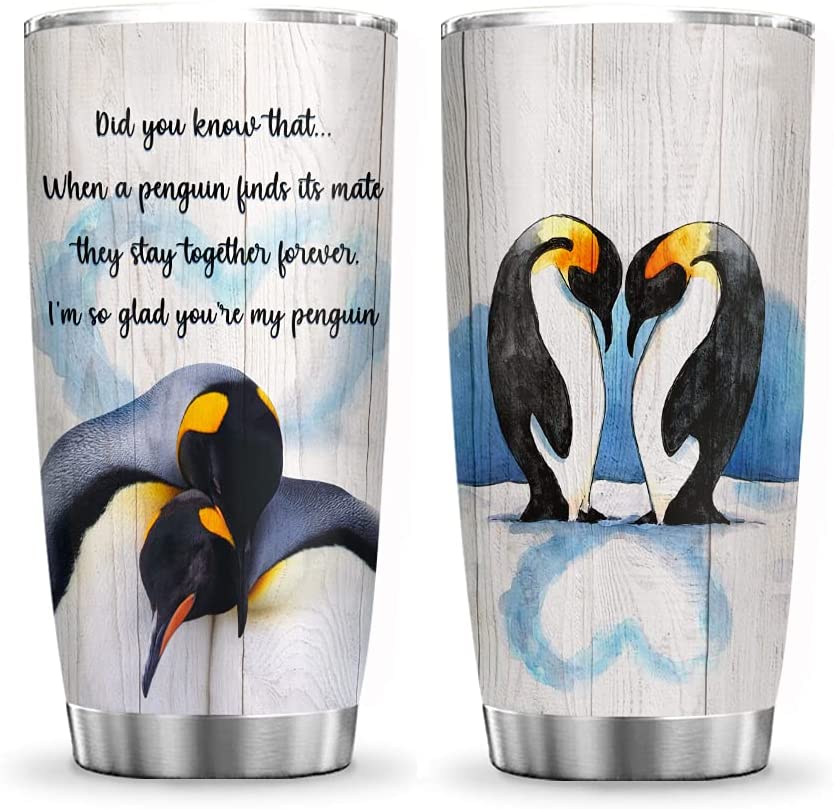 Penguin Couple, Penguin Love, Gift For Penguin Lovers, Penguininspiration Tumbler Cup With Lid