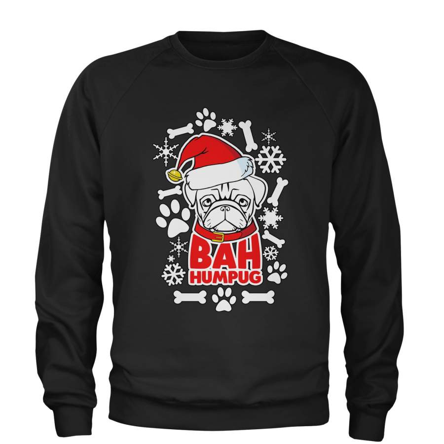 Bah HumPug Ugly Christmas Holiday  Adult Crewneck Sweatshirt