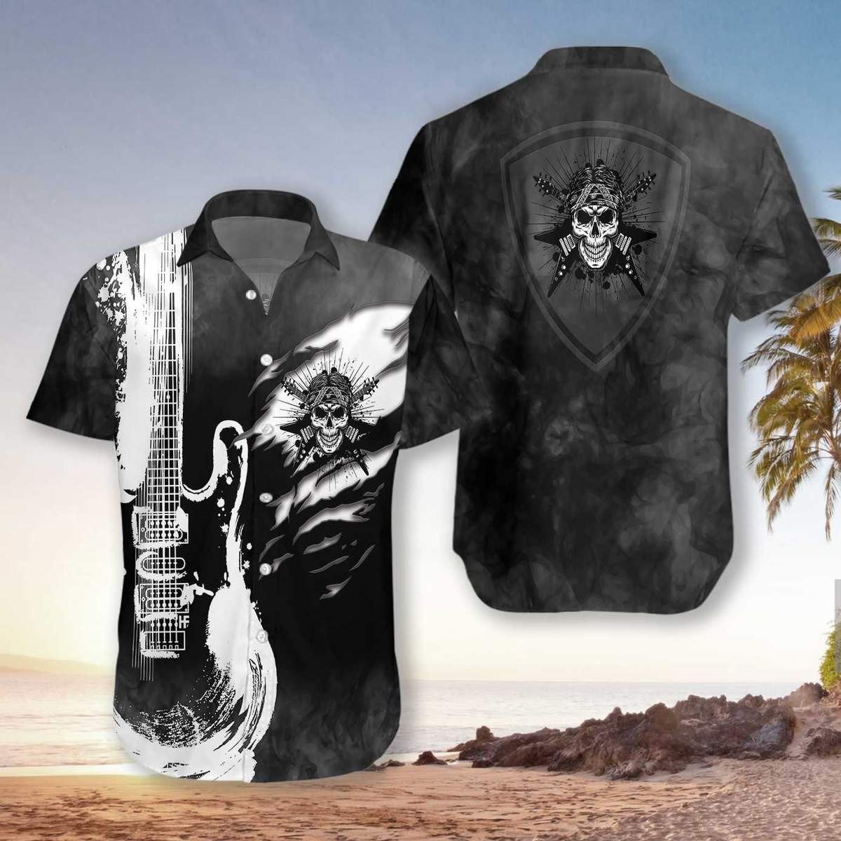 Guitar Skull Hawaii Shirt For Men Women Ha30278