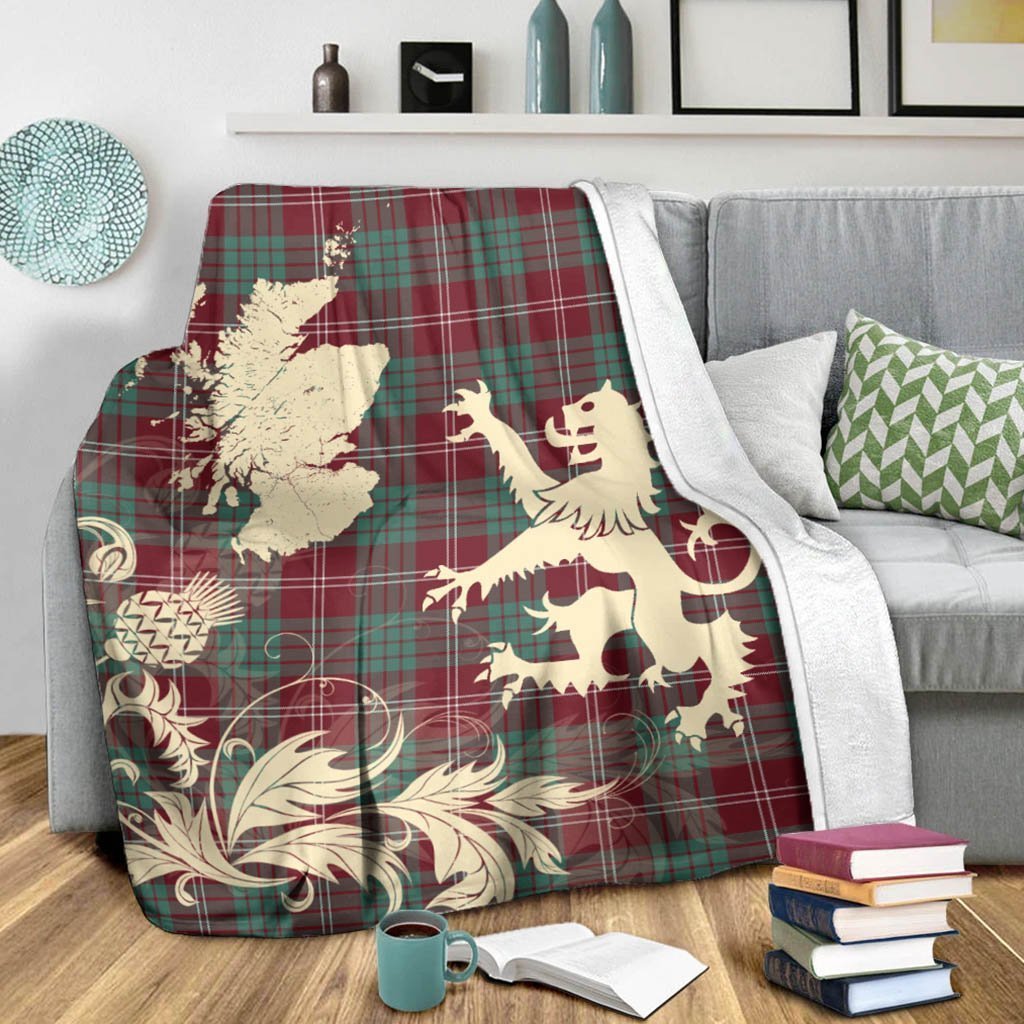 Tartan Blanket Crawford Modern Tartan Scotland Lion Thistle Map Plaid Blanket