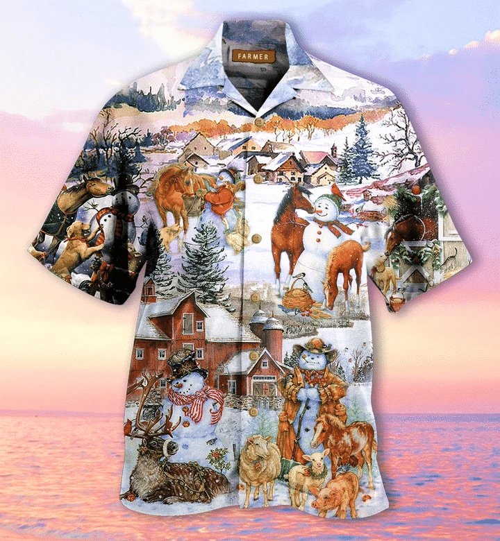 Shop From 1000 Unique Amazing Farm On Christmas Days Unisex Hawaii Aloha Shirts L Ha36096