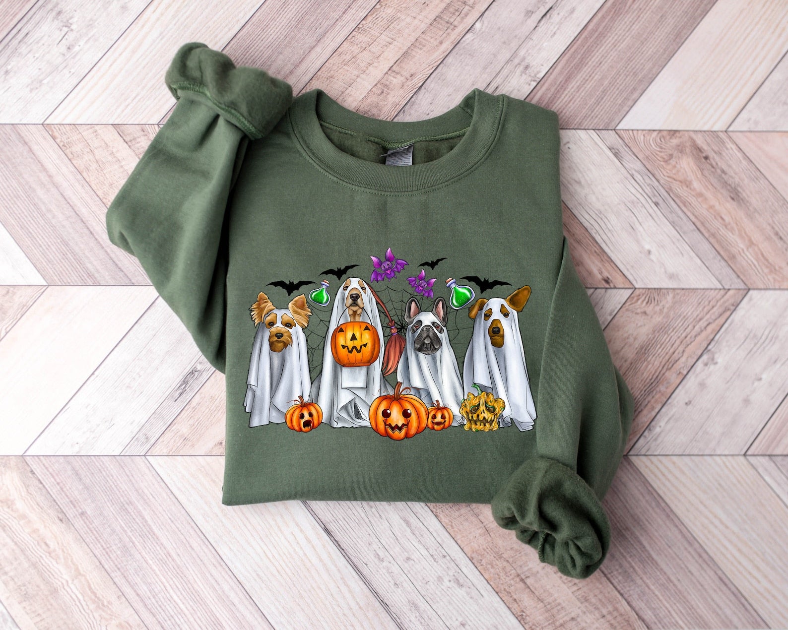 Halloween Sweatshirt, Halloween Ghost, Ghost Sweatshirt, Halloween Dog Sweatshirt, Ghost Dog Shirt,2023 Happy Halloween, Retro Spooky Season