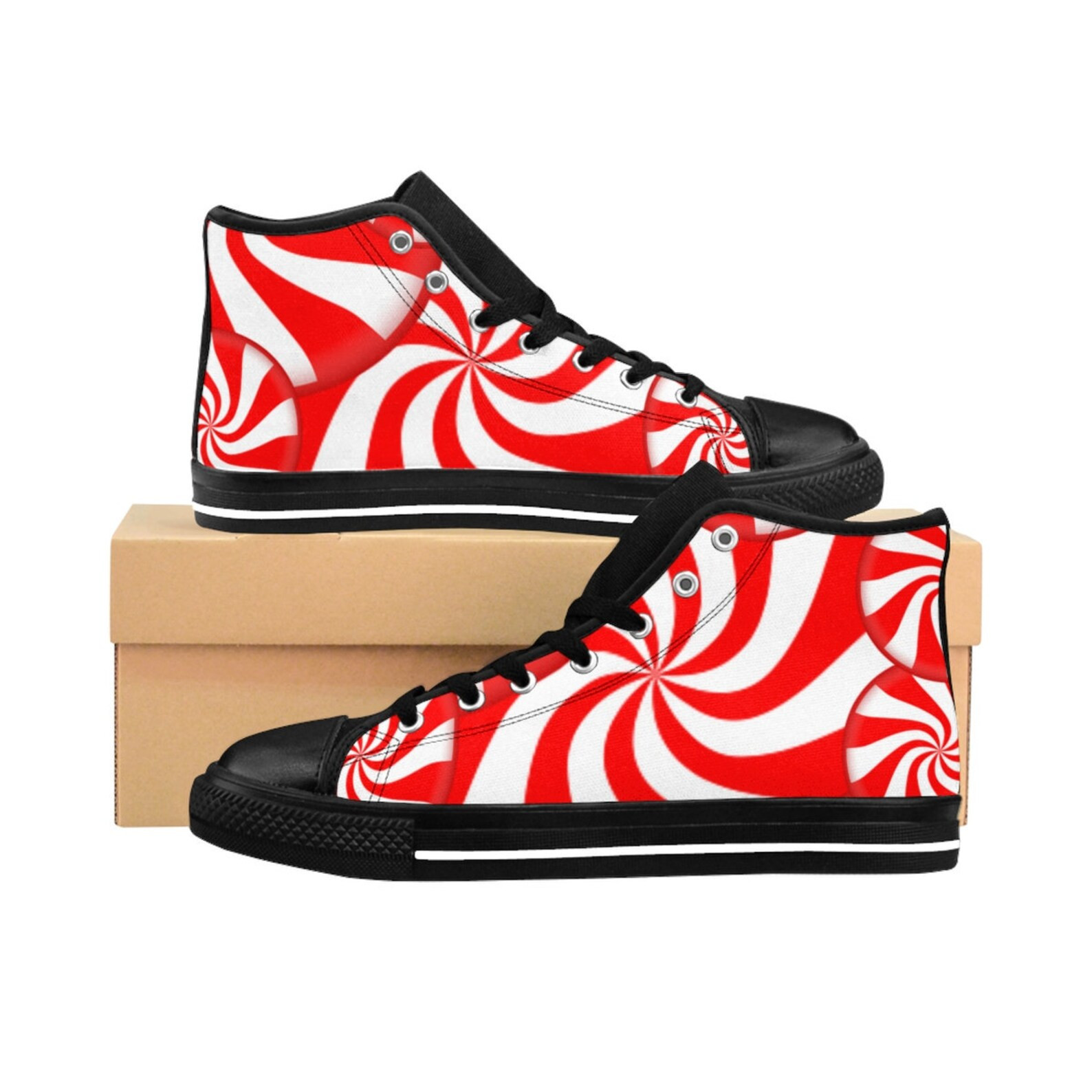 Peppermint Red White Candy Cane High Top Shoes