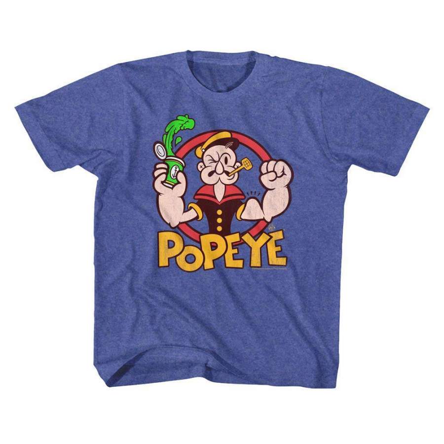 Popeye Spinach Kids Youth T Shirt Vintage Royal