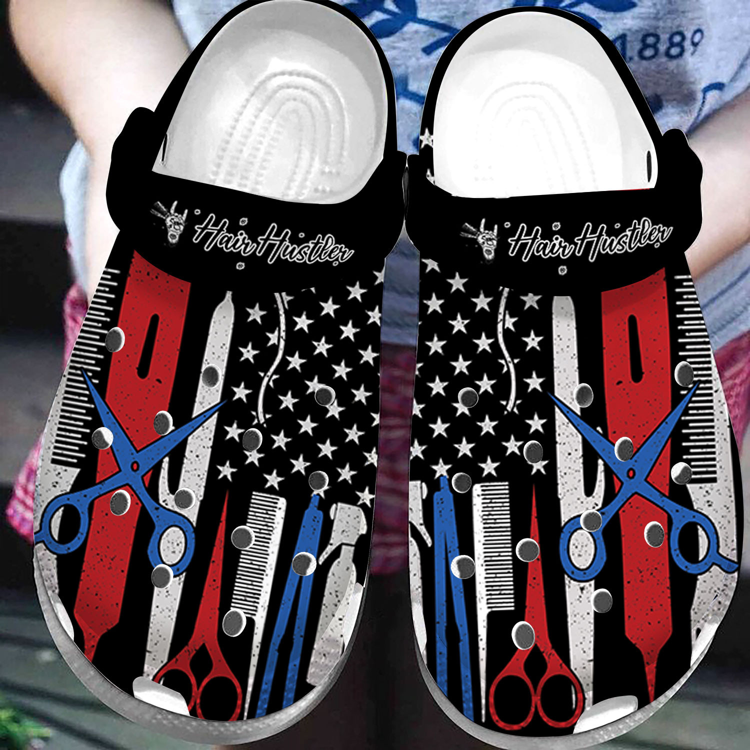 Hair Hustler American Flag Clogs Shoes #280722H