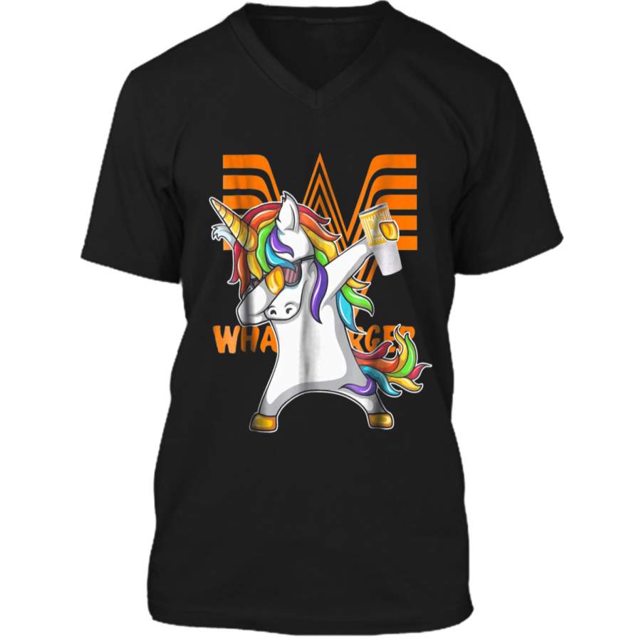 Whataburgers Unicorn Dabbing  Mens Printed V-Neck T