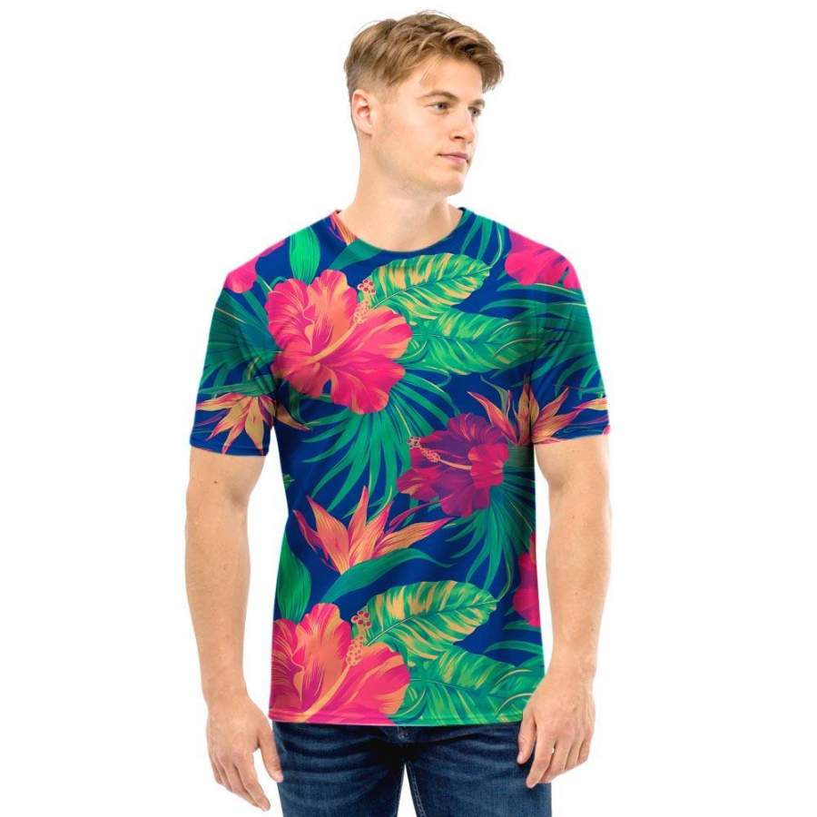 Hibiscus Hawaii Flower Print Men T Shirt Ha68455