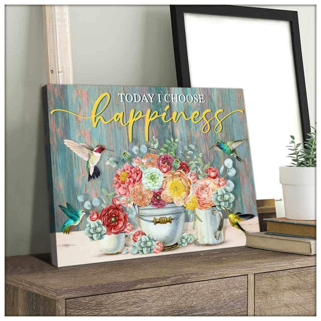 Today I Choose Happiness – Best Gift Idea , Gift For Home Decor, Gift For Family – Horizontal Canvas Matte Canvas Wall Art