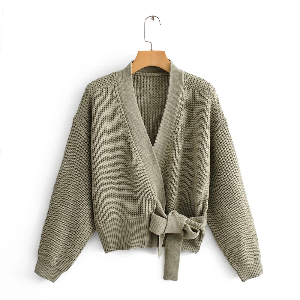 Womens Cardigan Sweater With Belt Knitted Jacket Long Sleeve Knit Top Female Casual Loose Sweater Beige Jumper Woman Knitwear alx