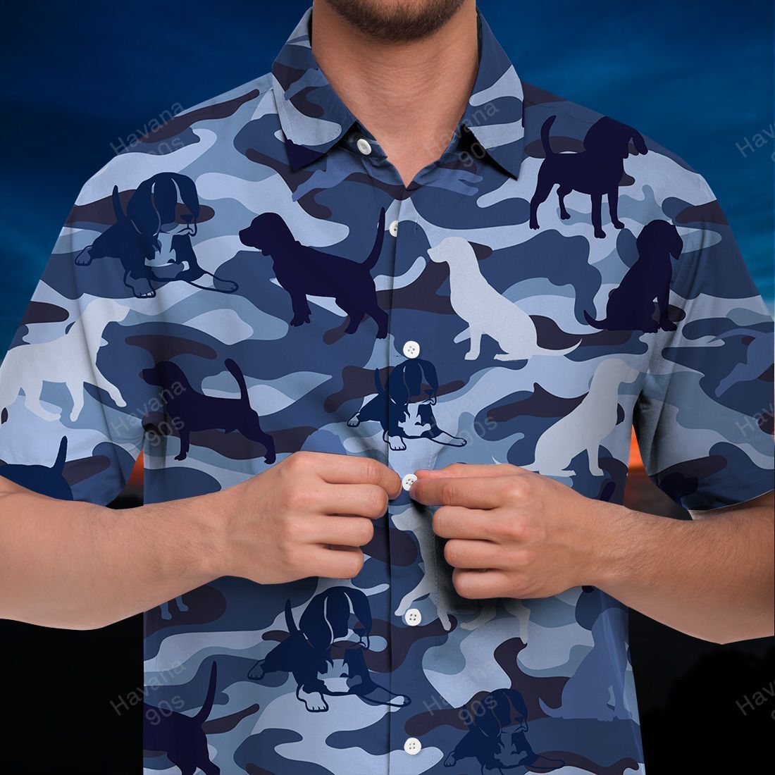 Beagle Hawaii Shirt Dark Blue Camo Dog Ha57288