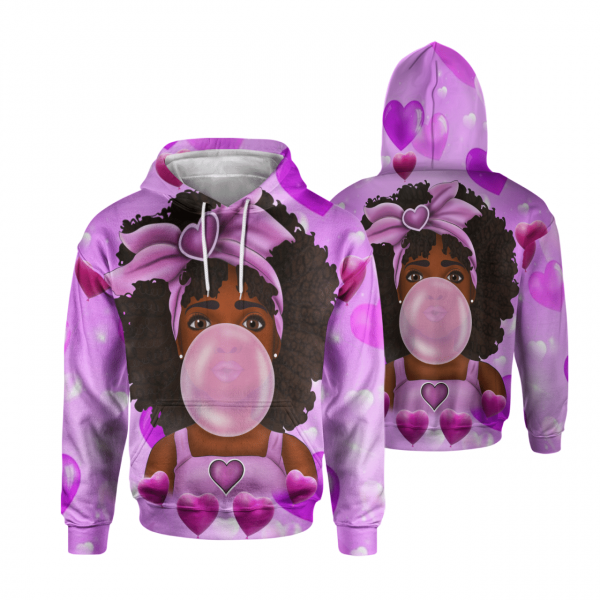 Girl Melanin Poppin Bubble Art For Black Little Girlall Over Print 3D Unisex Hoodie Us Size