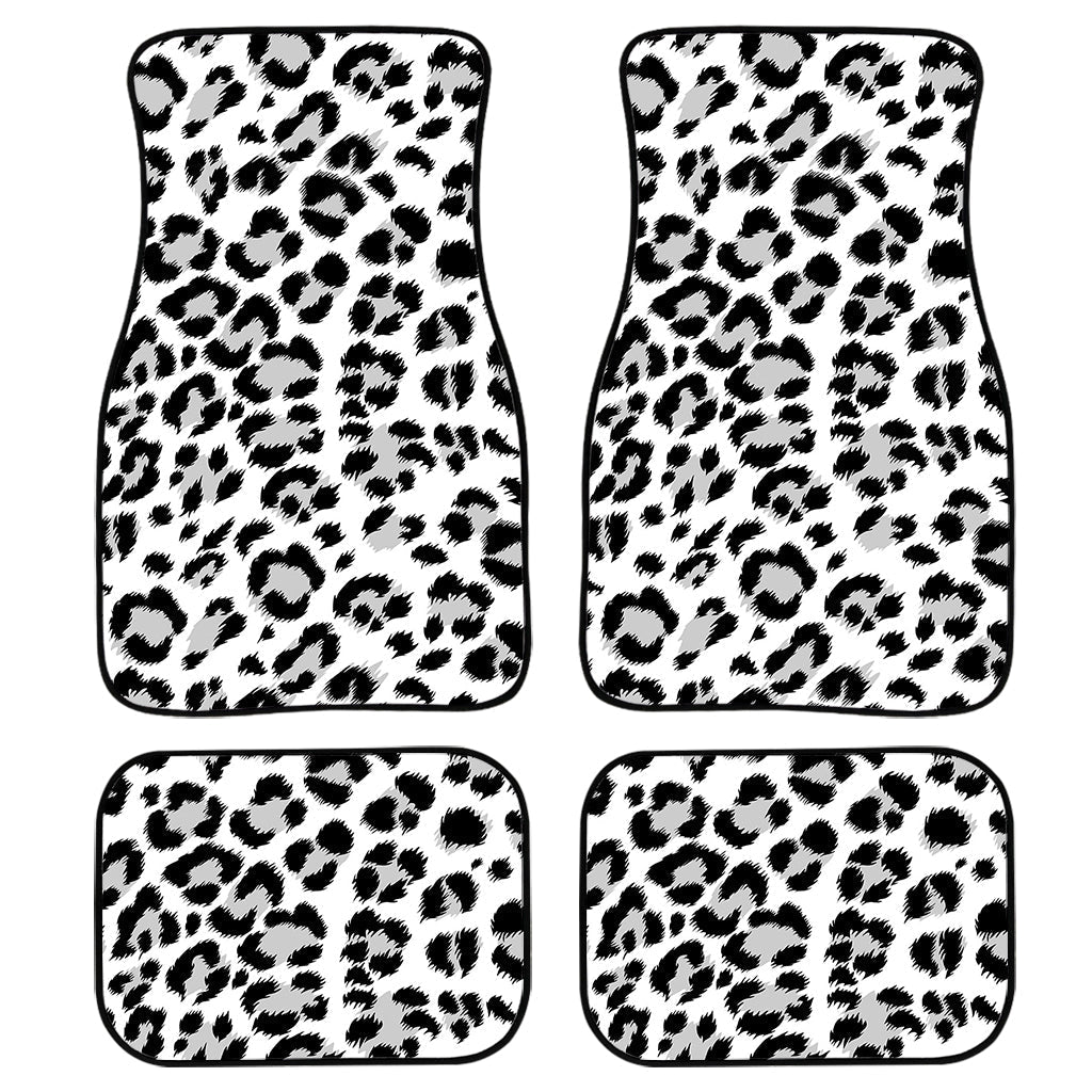 White Leopard Print Front And Back Car Floor Mats, Front Car Mat