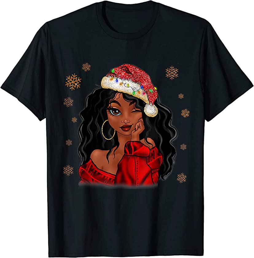 Black Xmas African American Christmas Santa Claus Melanin T-Shirt