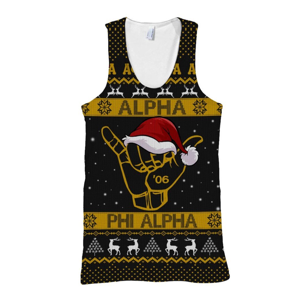 Wonderprint Tank Top Alpha Phi Alpha Handsign Christmas Tank Top