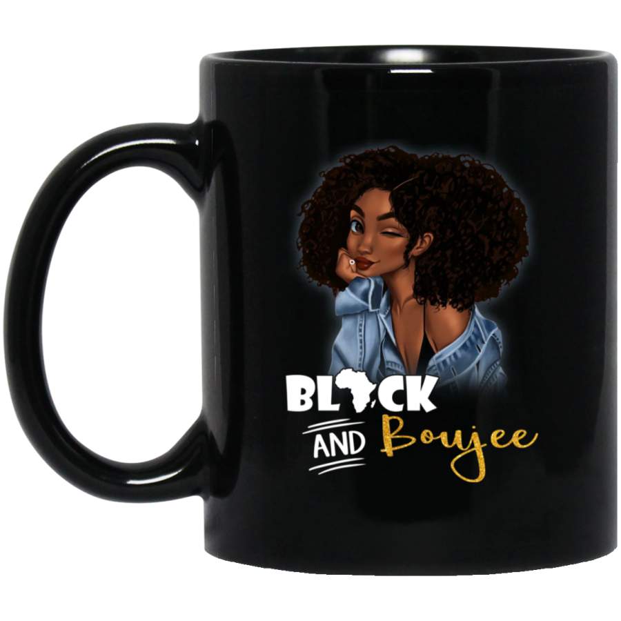 African American Coffee Mug Black Girl Black n Boujee 11oz – 15oz Black Mug