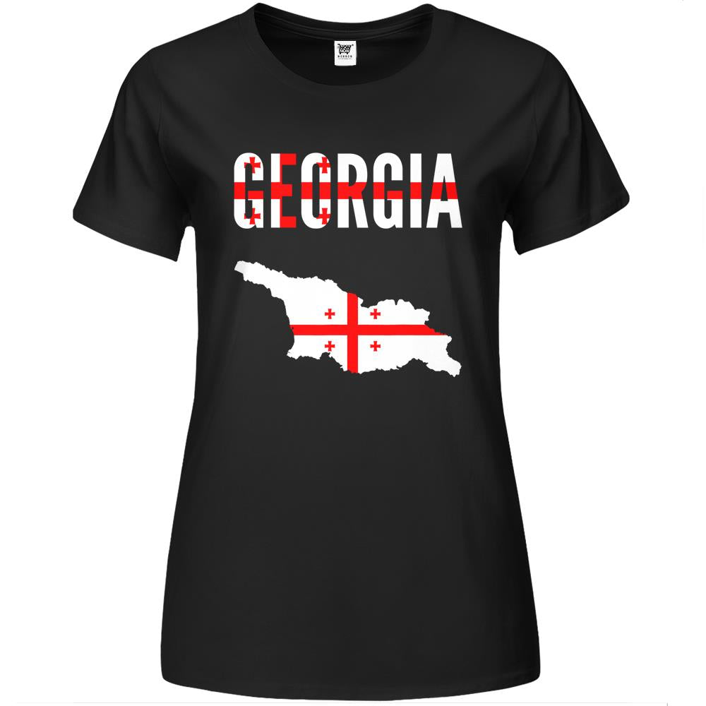 Georgian Gift – Georgia Country Map Flag Premium Womens T Shirts