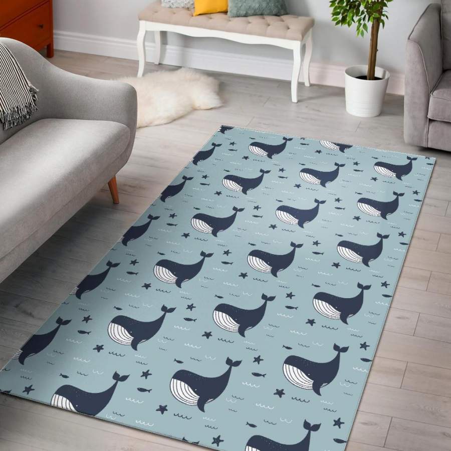 Humpback Whale Print Pattern Area Rug