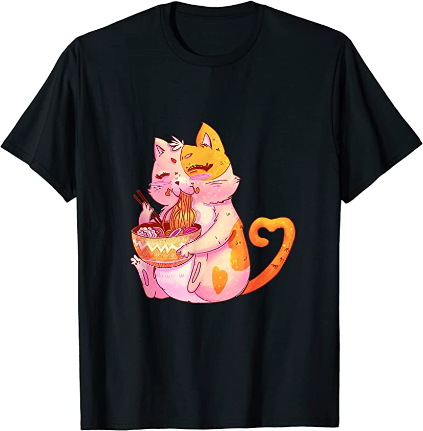 Cute Kawaii Cat Eating Ramen Noodle | Japanese Anime Kitten T-Shirt