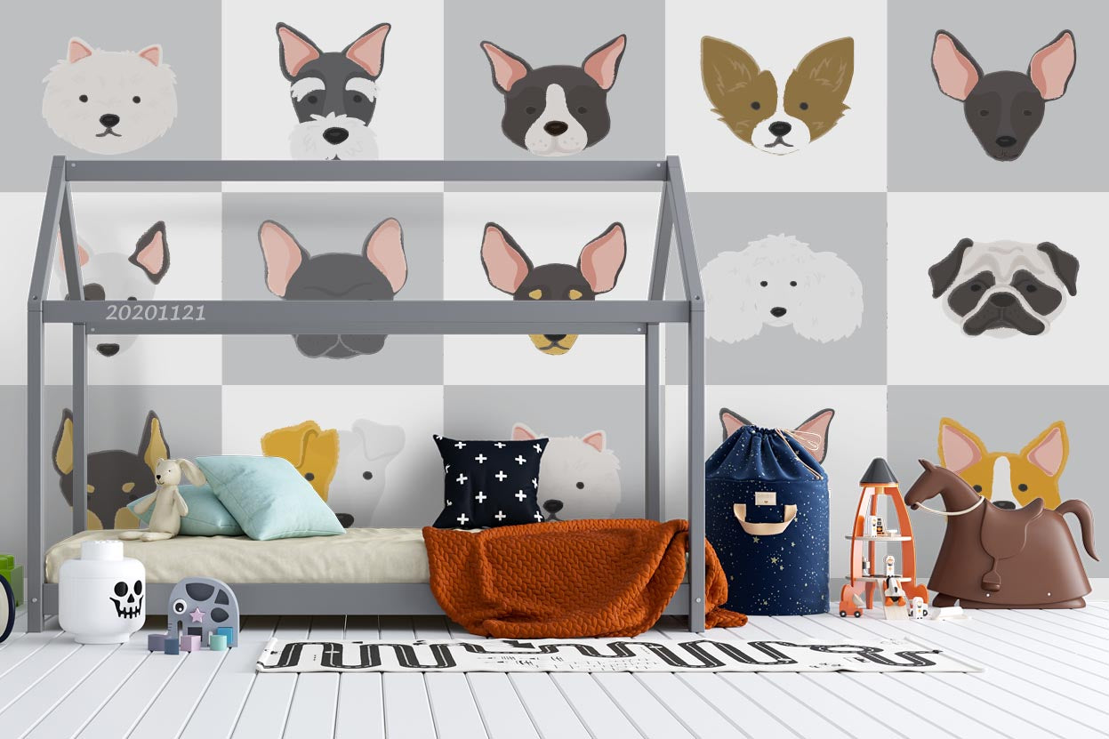 3D Cartoon Animal Dog Wall Mural Wallpaper Lqh 80