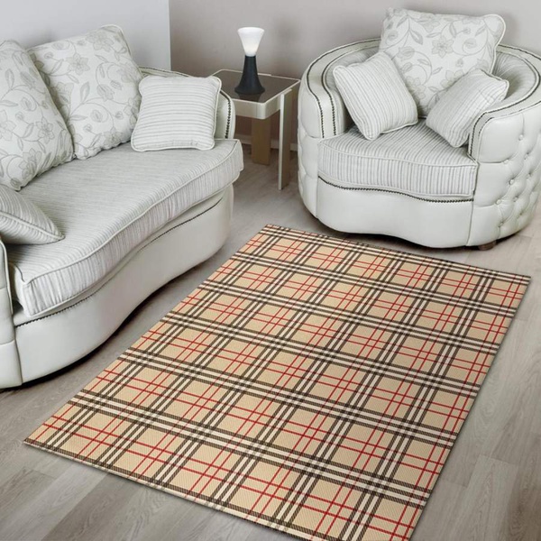 Beige Plaid Tartan Area Rug