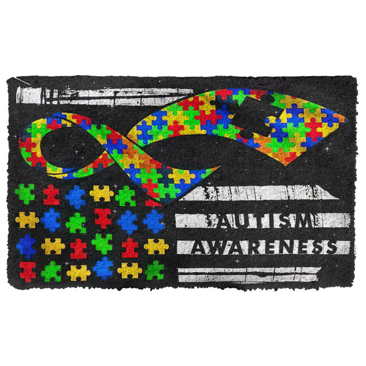 Waybackapparel Dino Autism Awareness Custom 3D Doormat