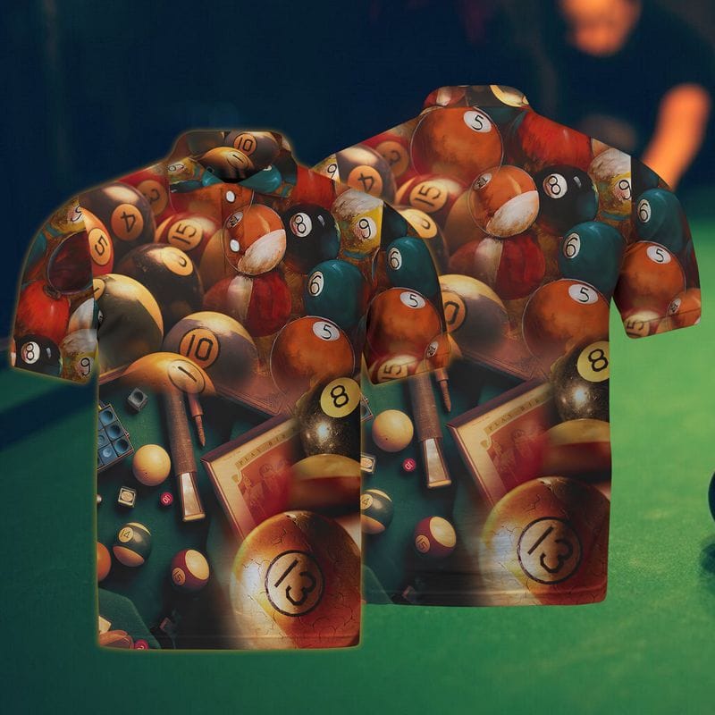 3D All Over Print Full Ball Pattern Polo Shirt, Idea Gift For Pool Player