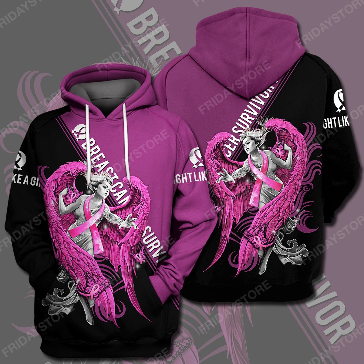 Gifury Breast Cancer Hoodie Breast Cancer Fight Like A Girl T-Shirt Breast Cancer Shirt 2022