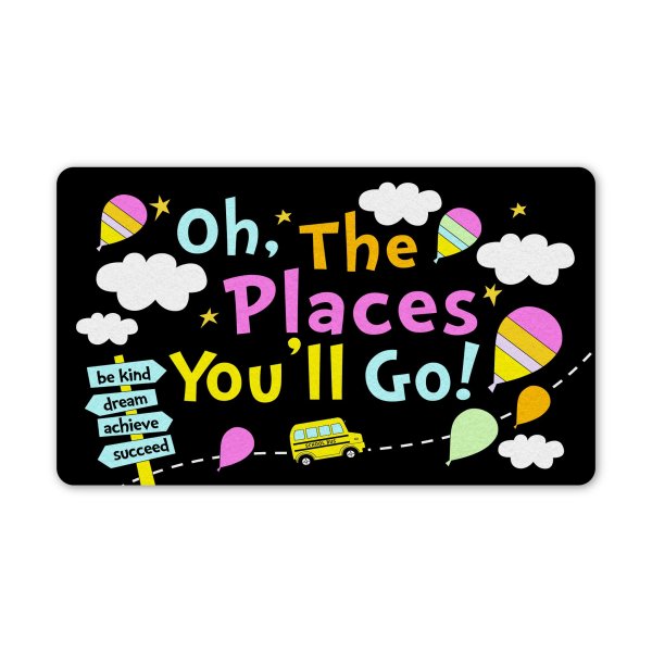 Dr Seuss Oh The Places You’Ll Go All Over Printed Doormat, Classroom Decor