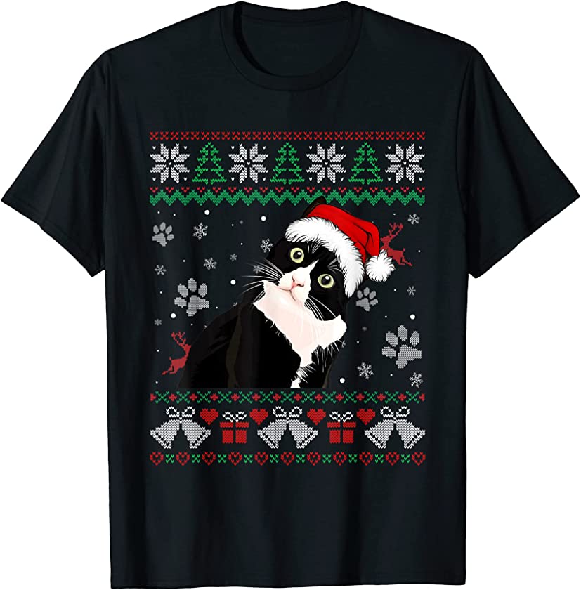 Cat Ugly Christmas Kitten Santa Hat Xmas Cat Lover T-Shirt