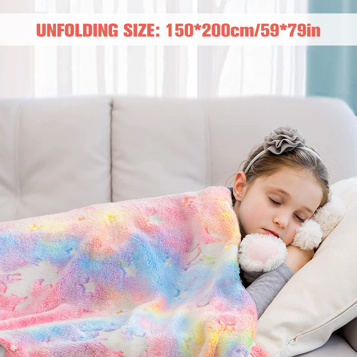 Throw Blanket Glow in The Dark Couch Blanket for Bed Sofa Cute Dinosaur Luminous Winter Warm Cozy Blanket Kids Christmas Gift alx