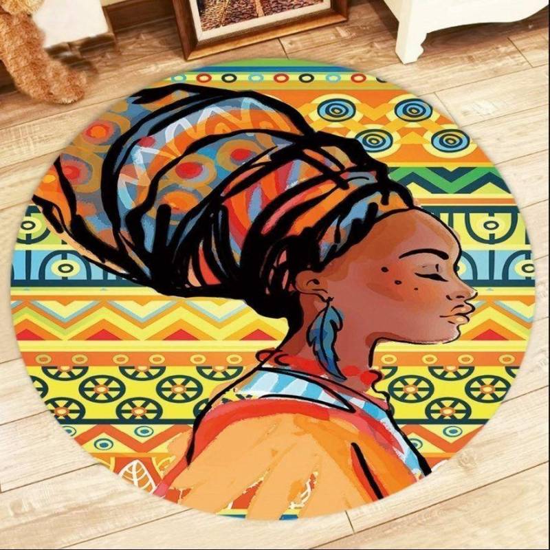 Black Women Round Rug V1 NTD141298173