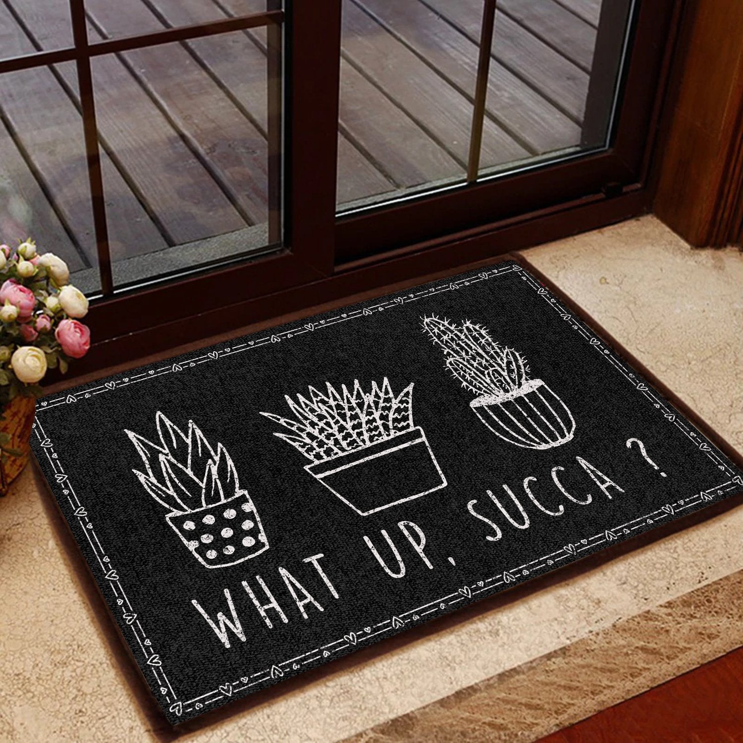 What Up-Succa All Over Printing Doormat Pre1886