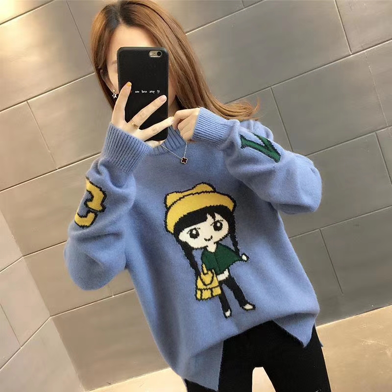 Cute Knit Sweater 2020 Womens Fall O-Neck Pullover Jumpers Female Long Sleeve Winter Tops alx