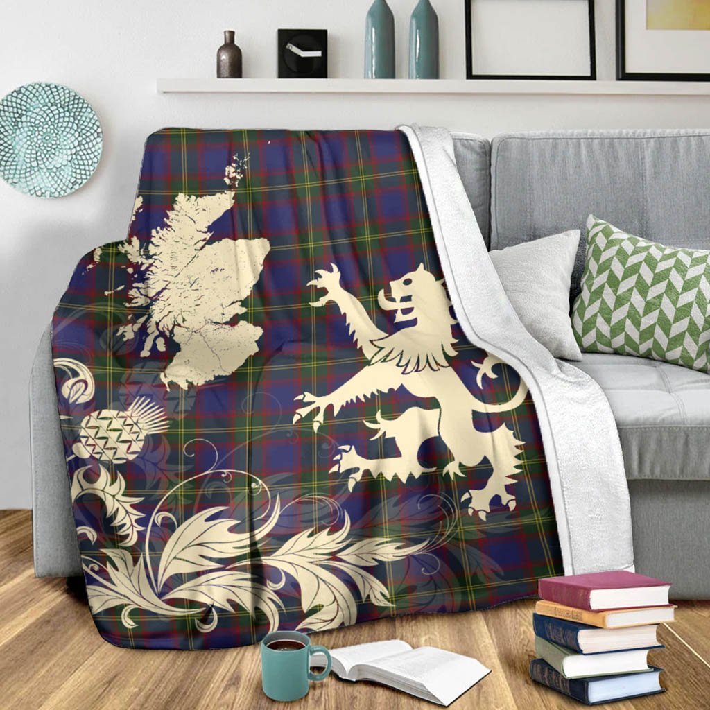 Tartan Blanket Durie Tartan Scotland Lion Thistle Map Plaid Blanket