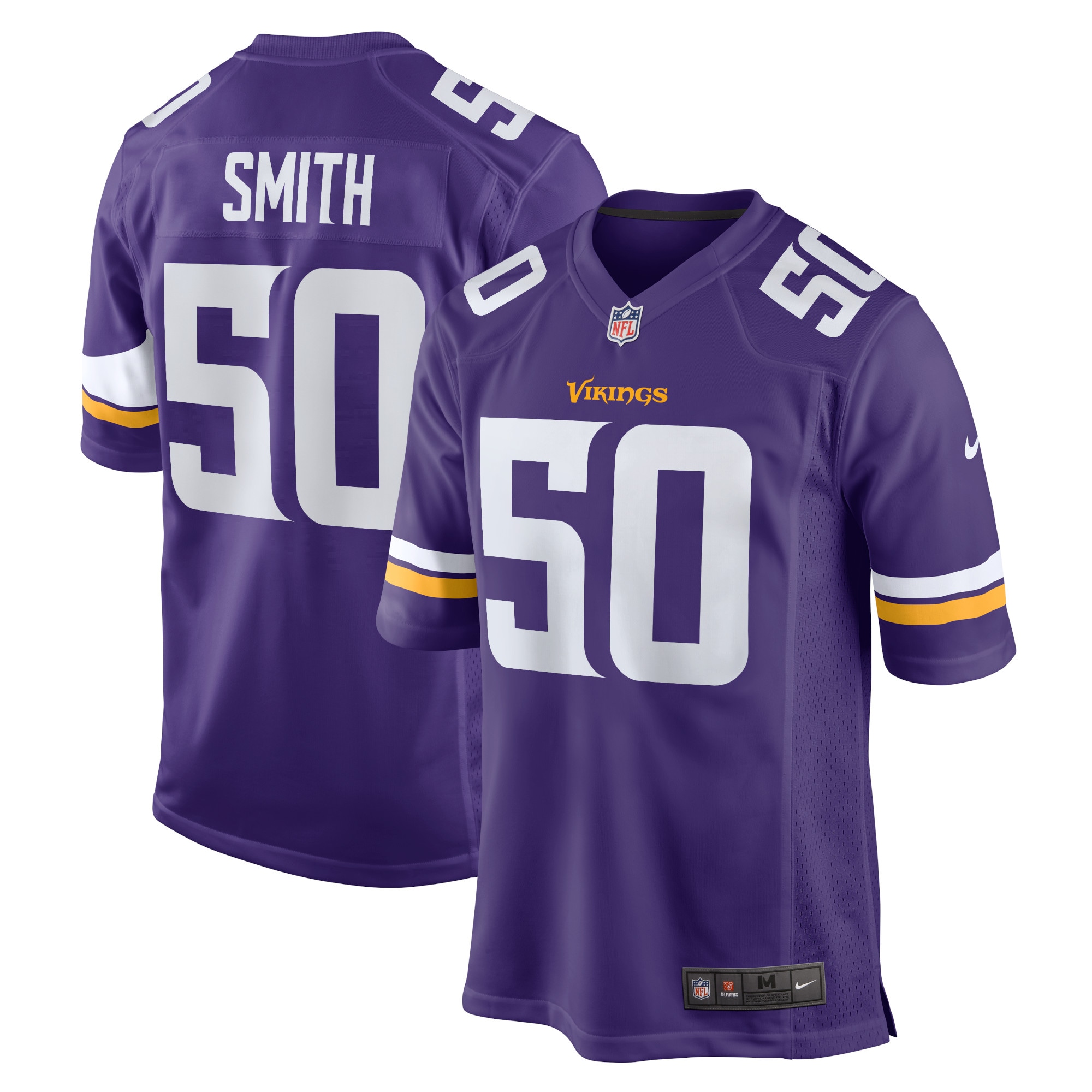 Men’s Minnesota Vikings TJ Smith Purple Home Game Player Jersey