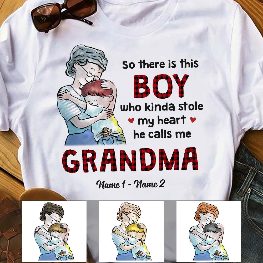 Personalized Mom Grandma Grandson Heart T Shirt Mr111 81O58