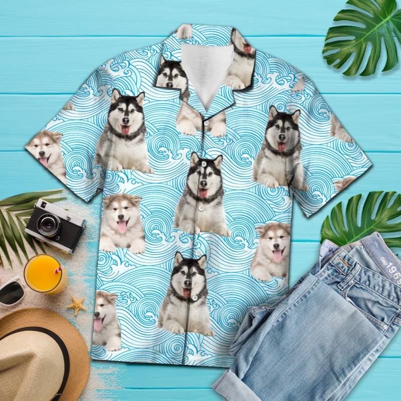 Alaskan Malamute Blue Waves H217026 – Hawaiian Shirt