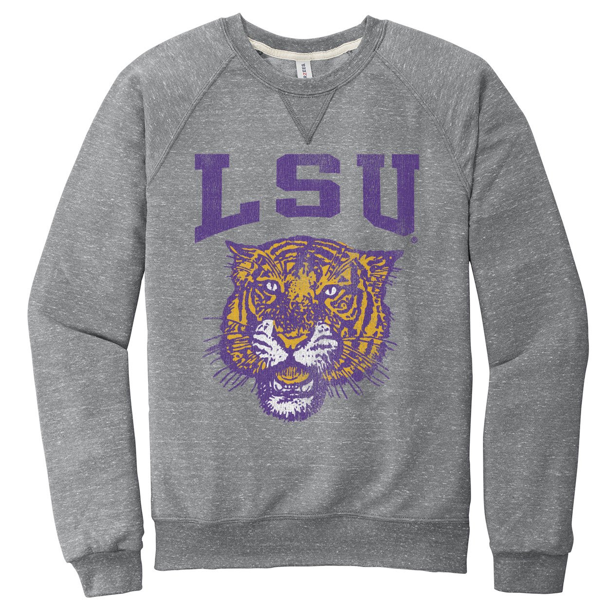 B&B Dry Goods LSU Tigers 78 Tiger Arch French Terry Crewneck Sweatshirt – Grey