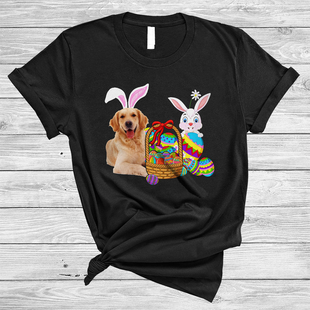 Bunny Golden Retriever With Easter Egg Basket Cute Happy Easter Day Bunny Dog Lover Gifts T-Shirt