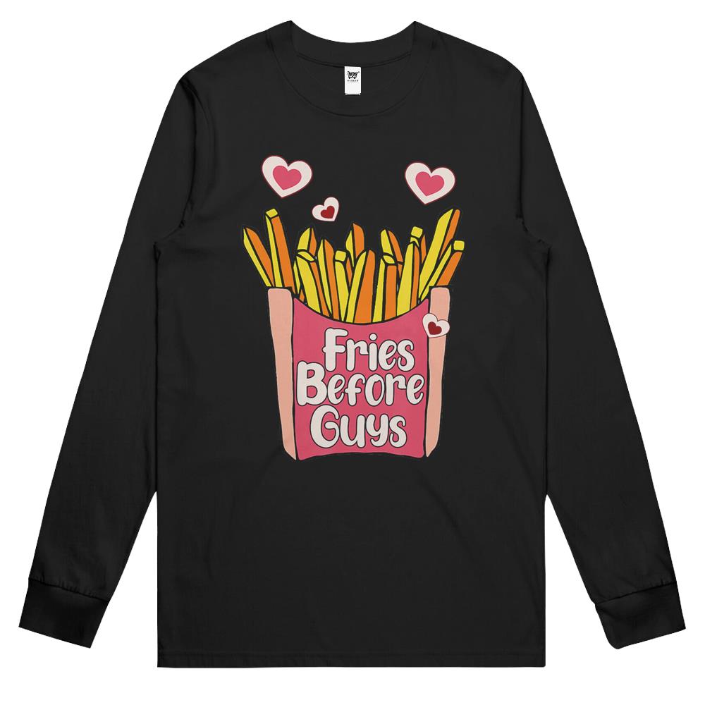 Fries Before Guys Valentine’S Day Teenagers Girls Long Sleeve T Shirts