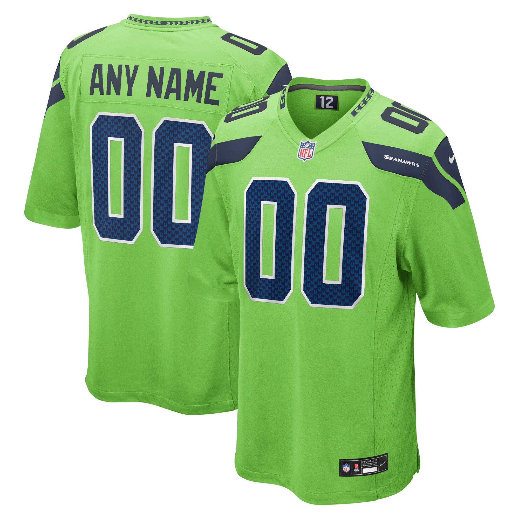 Seattle Seahawks Alternate Custom Game Jersey – Neon Green