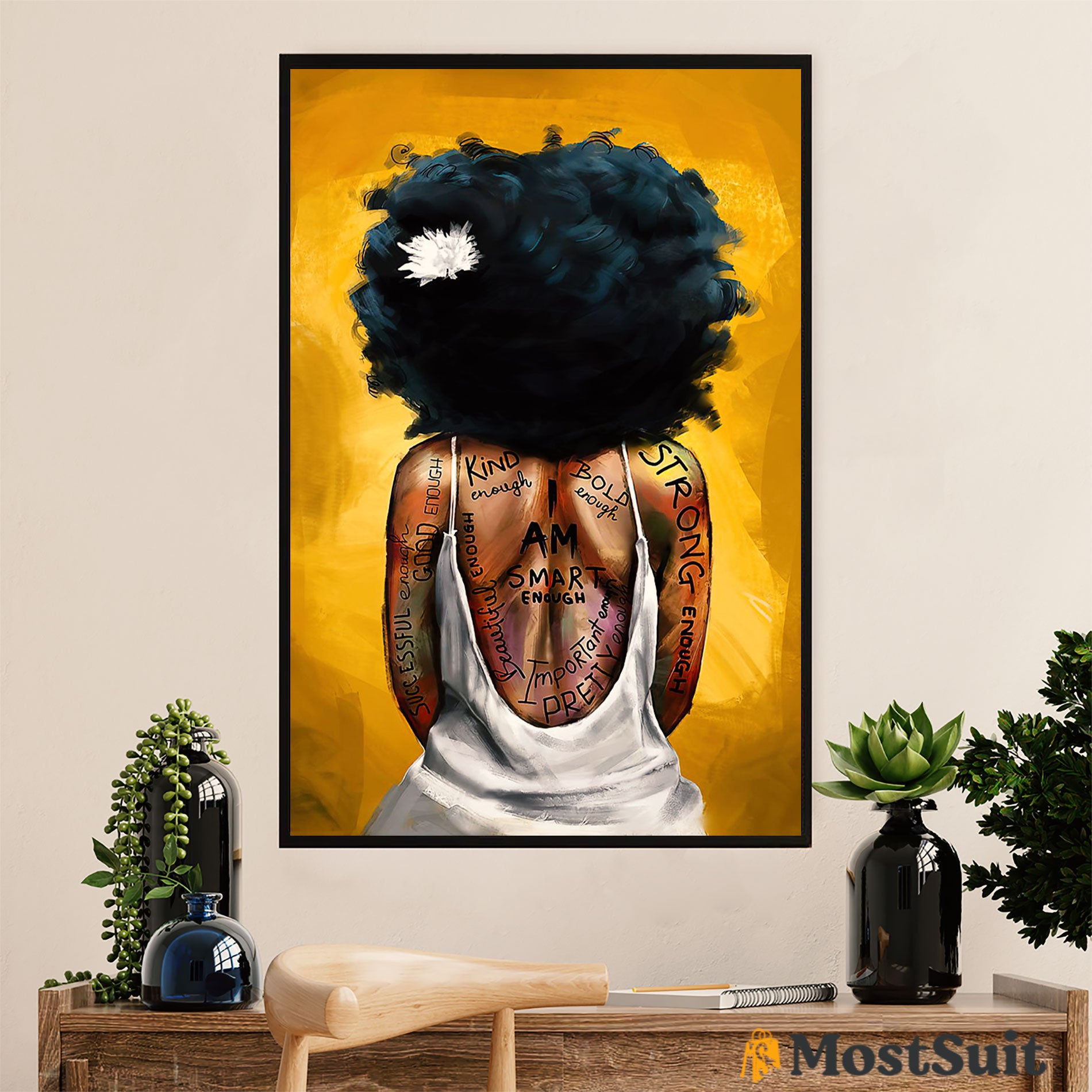 African American Afro Poster | Gift For Black Girl | Juneteenth Day Room Wall Art – Kind Strong Enough