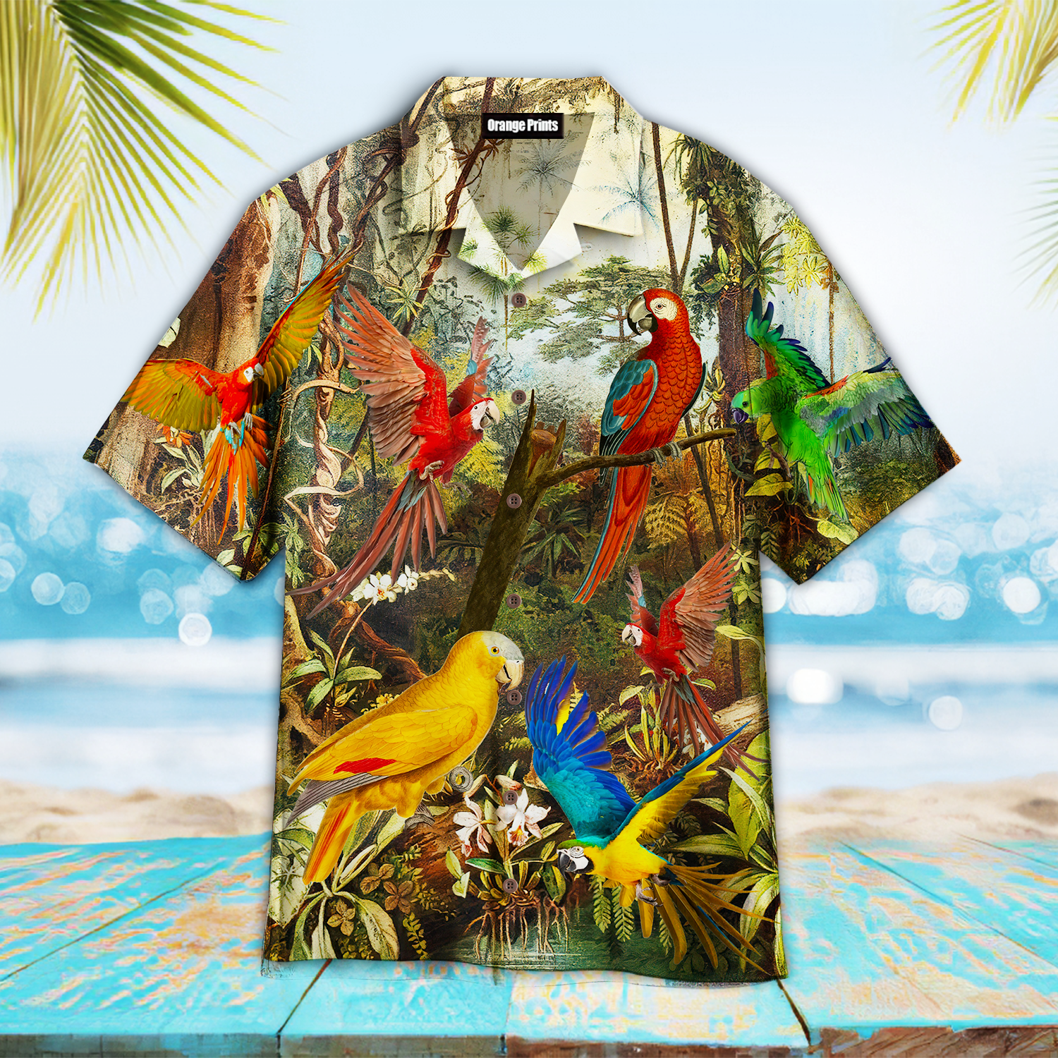 Summer Tropical Colorful Parrot Aloha Hawaii Shirts For Men Women Ha48088