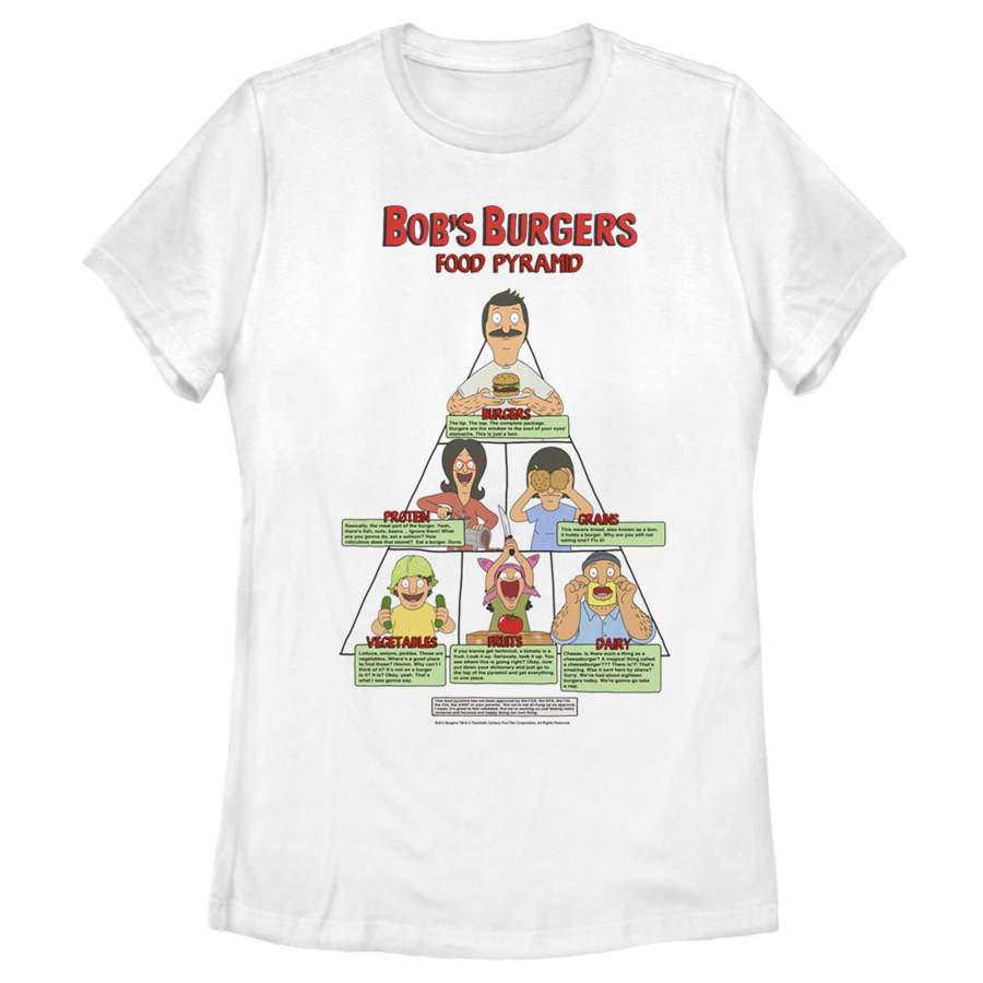 Bob’s Burgers Women’s Belcher Family Food Pyramid  T Shirt