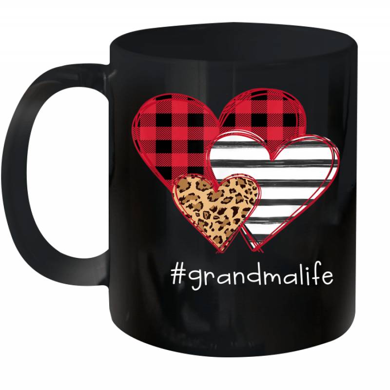 #Grandmalife Shirt Striped Leopard Buffalo Plaid Printed Splicing Heart Valentine’s Day Mug