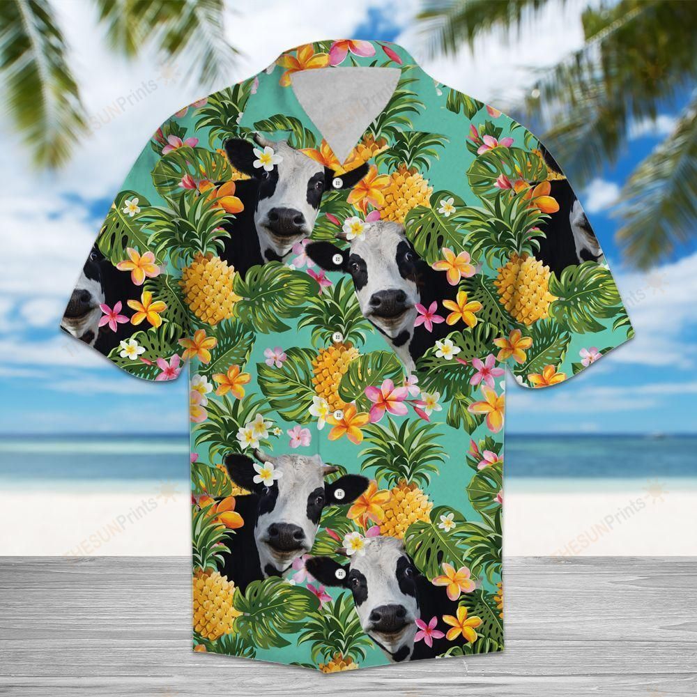 Tropical Pineapple Cow Hawaiian Shirt Ha82164